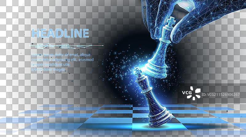 数字手中的国际象棋国王击败其他国王图片素材