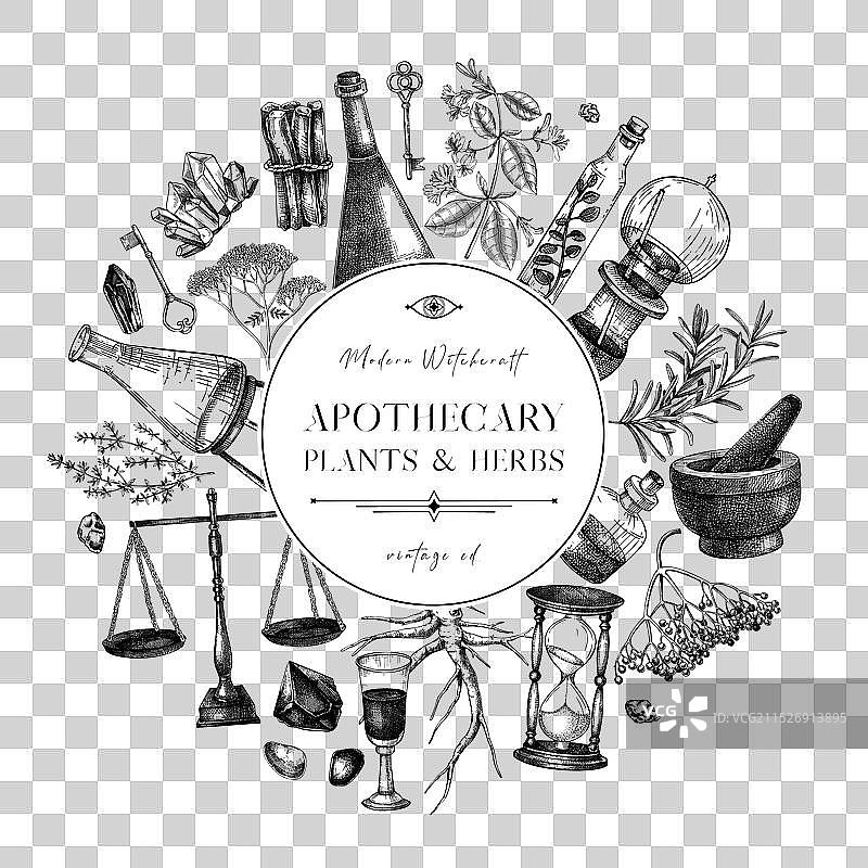 古典药剂标签设计图片素材