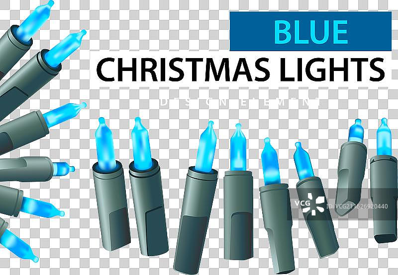 蓝色圣诞节LED灯串图片素材