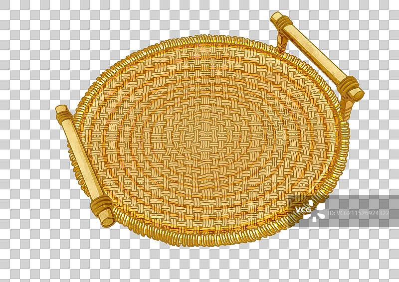 手提竹编盘子图片素材