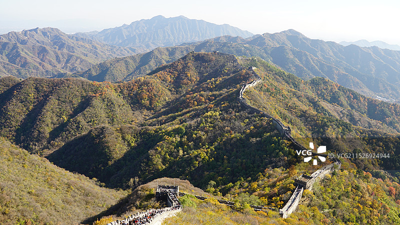 慕田峪长城秋天红叶图片素材