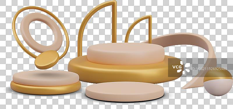 带有圆形展台和金色拱门的讲台图片素材