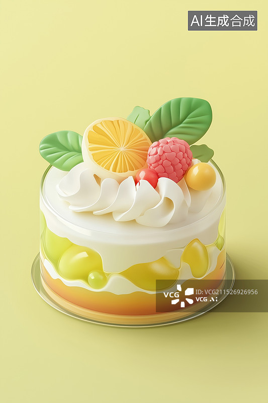 【AI数字艺术】可爱治愈多巴胺生日蛋糕3D卡通立体插画图片素材
