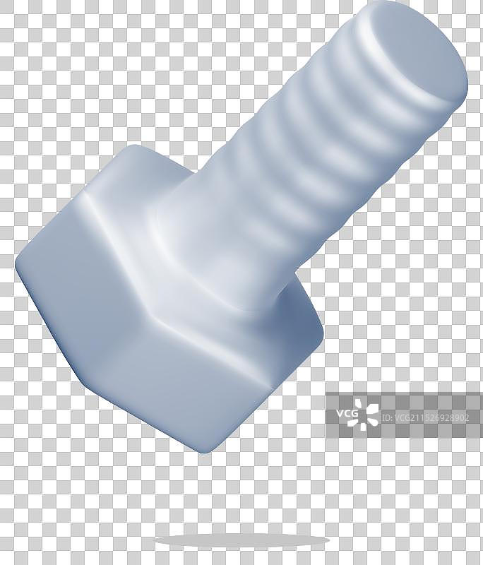 白色背景上的3D金属螺栓图片素材