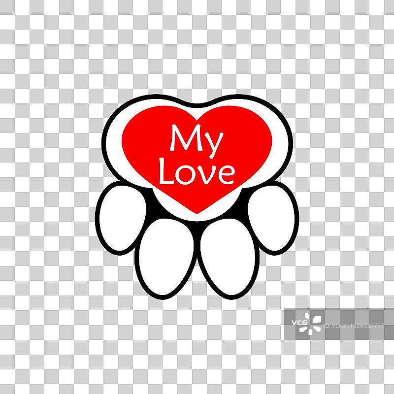 红心符号和爪印图片素材