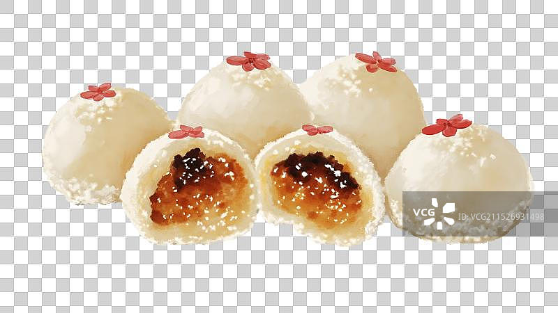 中国风国风水墨风老北京艾窝窝插画健康特色美食年俗美味二十四节气插画图片素材
