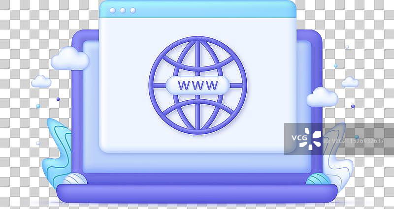 3D电脑和地球超链接图标图片素材