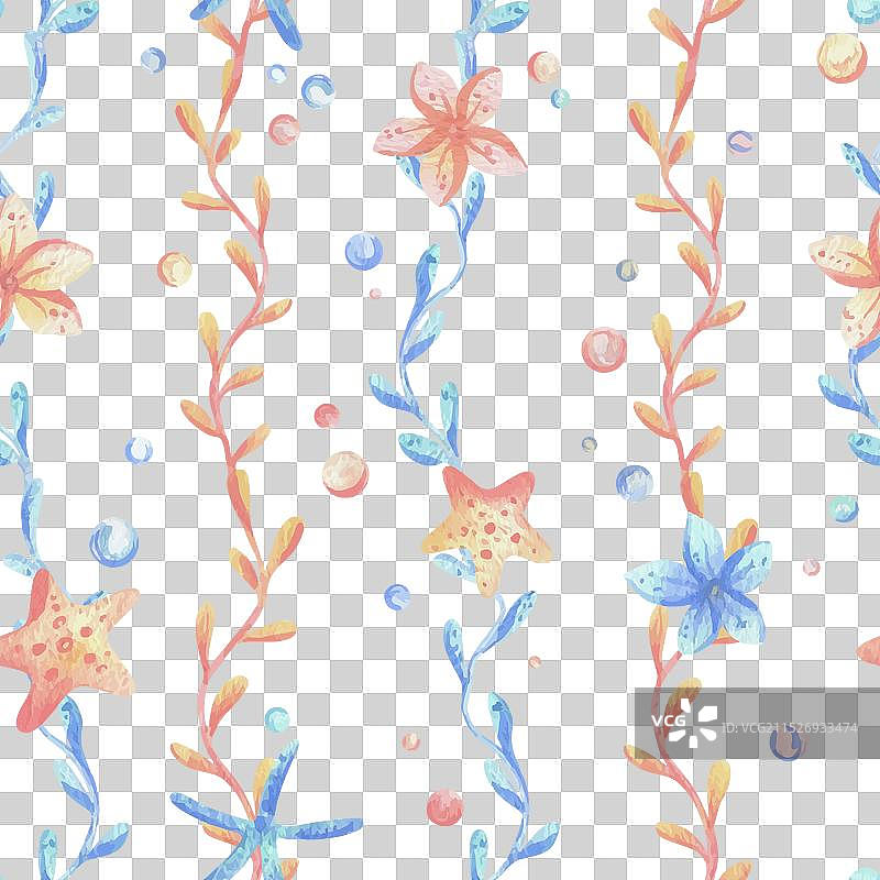 海珊瑚海藻贝壳海星鱼气泡图片素材