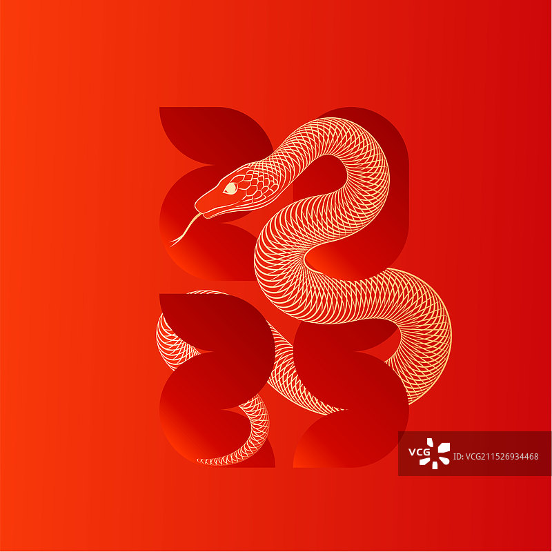 金色蛇形图案插画图片素材