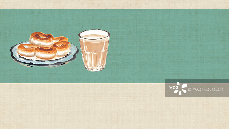 中国风国风水墨风老北京烤奶酥饼套餐插画健康特色美食年俗美味二十四节气插画图片素材