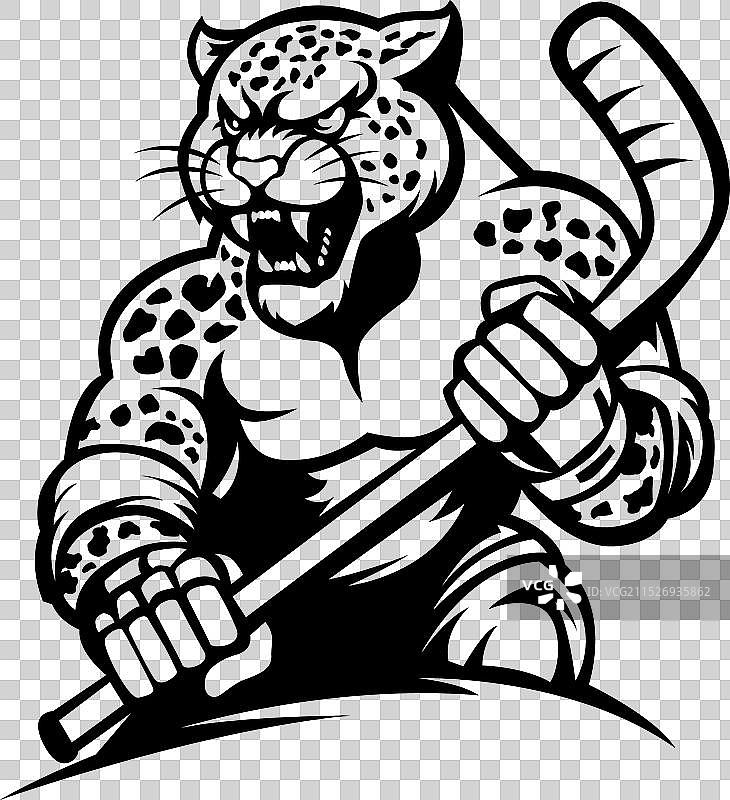 愤怒的豹子曲棍球队标志豹子吉祥物图片素材