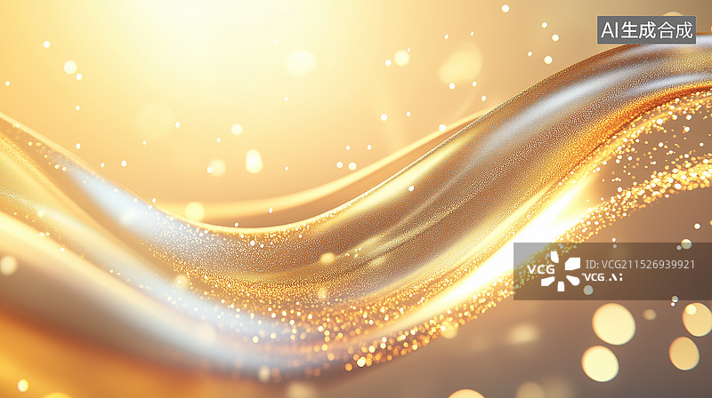 【AI数字艺术】金色波浪流动的背景图片素材