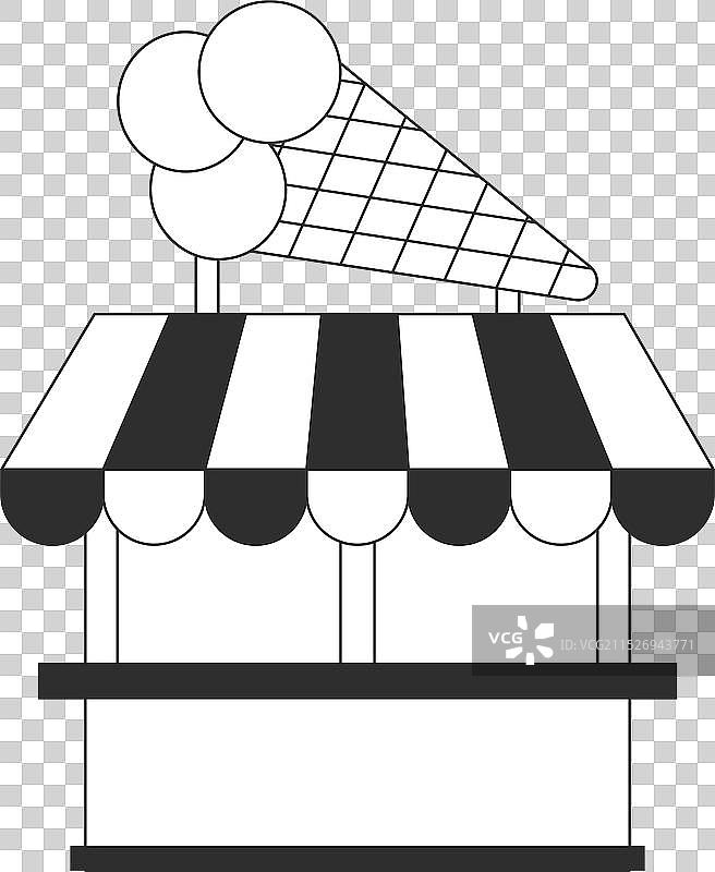 冰淇淋摊位黑色图标街头售货亭符号图片素材