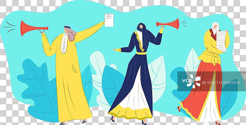 阿拉伯穆斯林人物宣传画，女性图片素材