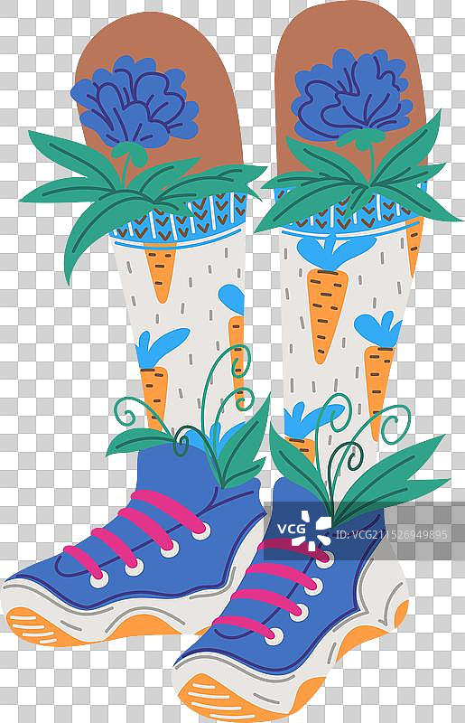 脚上穿着带有趣图案的长袜图片素材