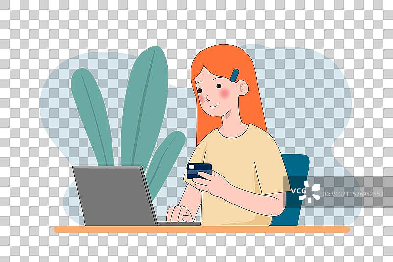 女人用笔记本电脑进行在线电子支付图片素材