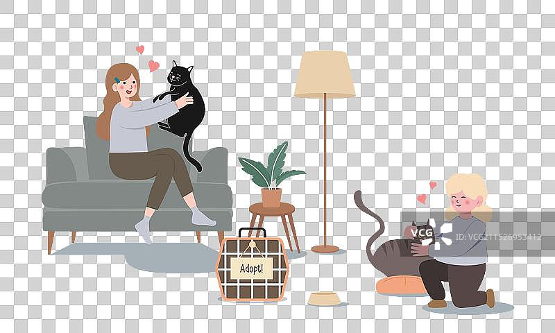 快乐地拥抱心爱的猫咪，感受喜悦图片素材