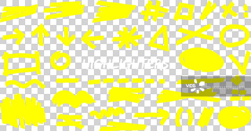 独立的霓虹黄色高光笔下划线图片素材