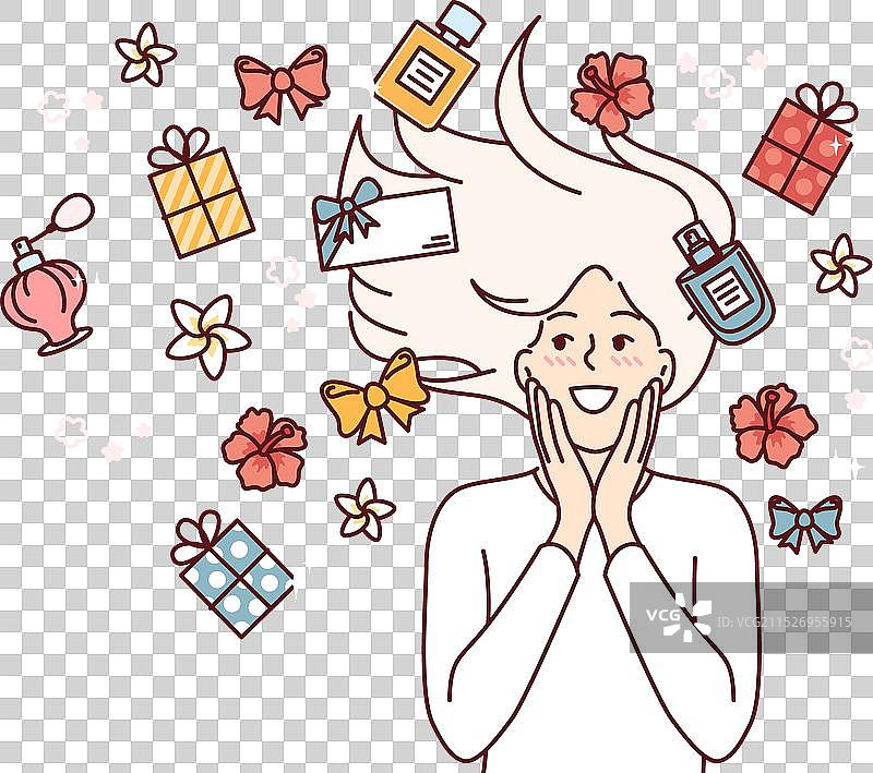 香水瓶和花苞中的女人图片素材