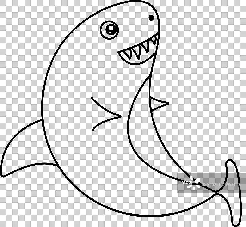 黑色线条可爱鲨鱼图片素材