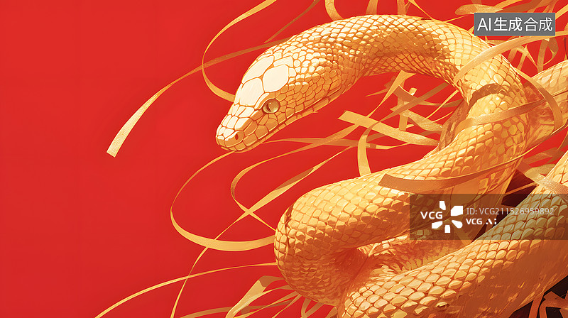 【AI数字艺术】蛇年新年金蛇狂舞背景图片素材