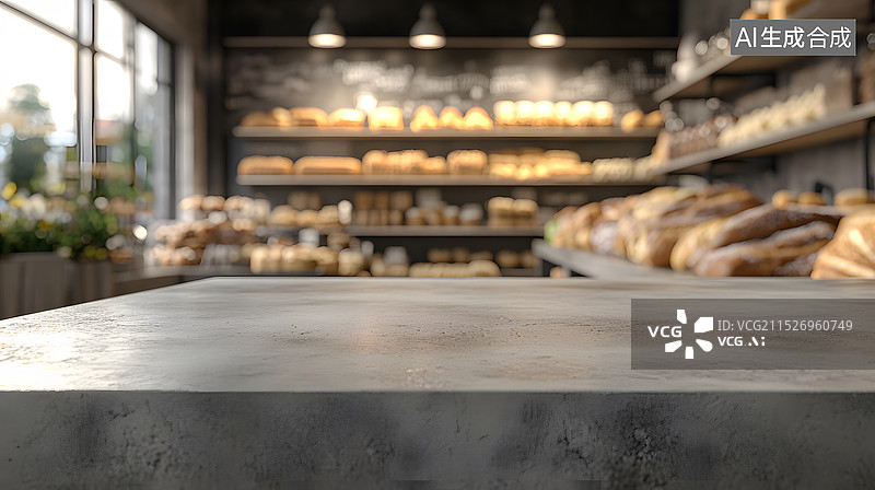 【AI数字艺术】面包店台面背景图片素材