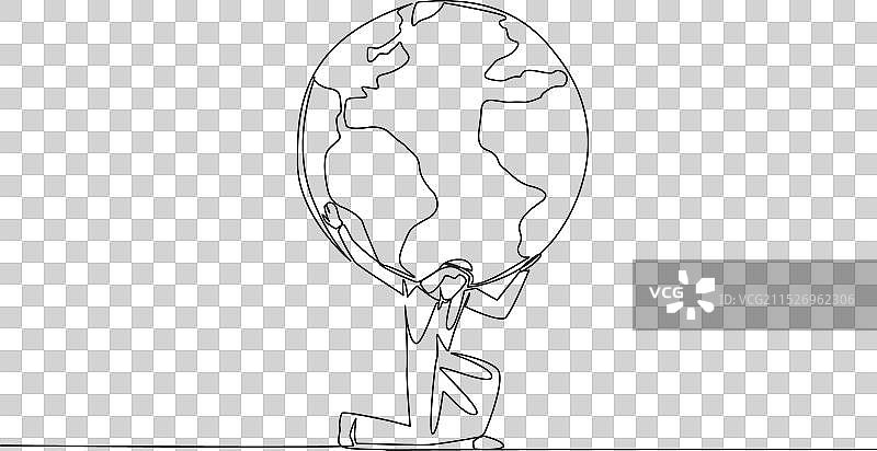 单线跪着的阿拉伯男人图片素材