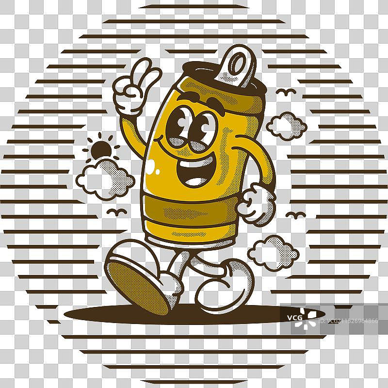 行走啤酒罐吉祥物角色图片素材