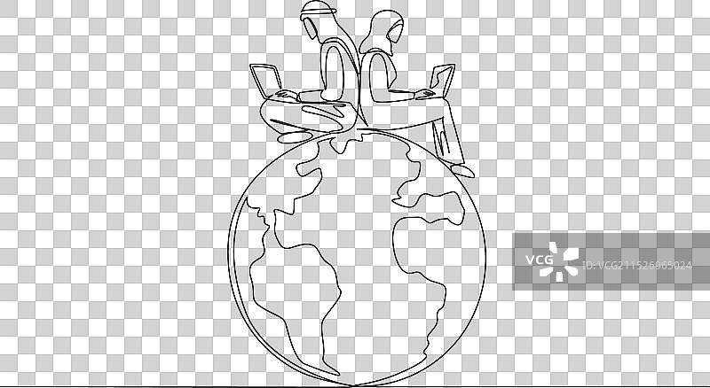 阿拉伯男子单线连续画图片素材