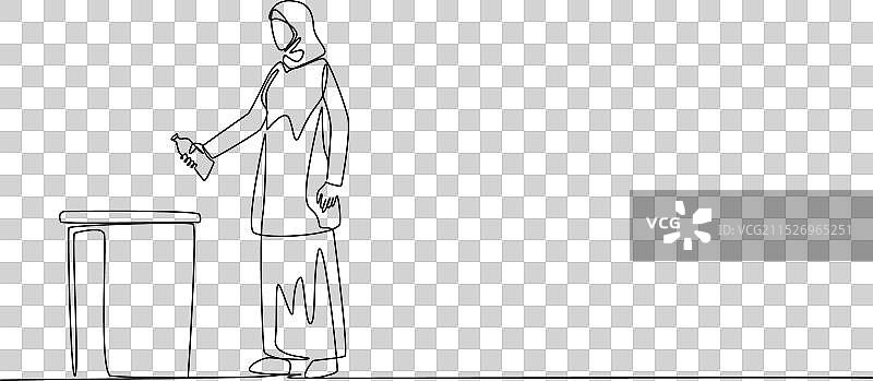 连续单线阿拉伯女人绘画图片素材