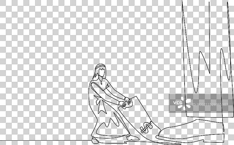 阿拉伯商人单线拉动绘画图片素材