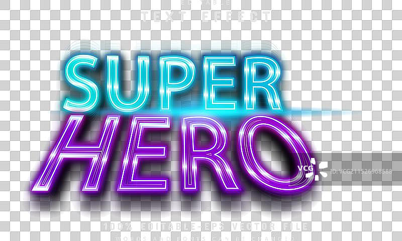 霓虹风格超级英雄文字特效图片素材