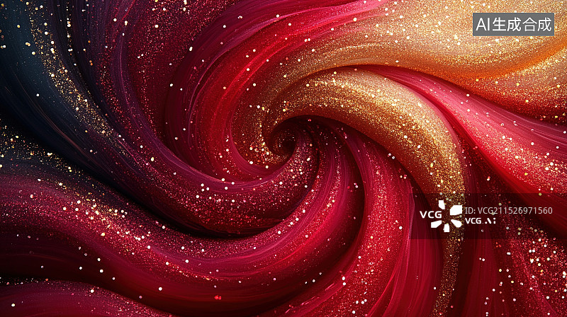 【AI数字艺术】金色闪耀的红色背景图片素材