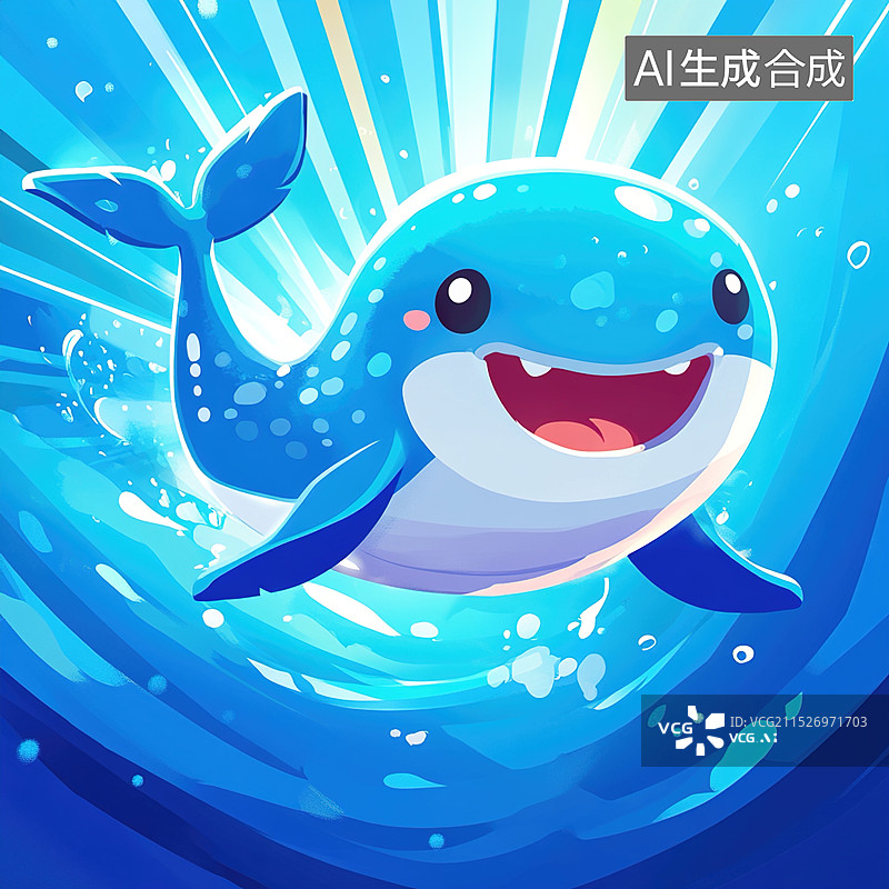 【AI数字艺术】快乐的小鲸鱼图片素材