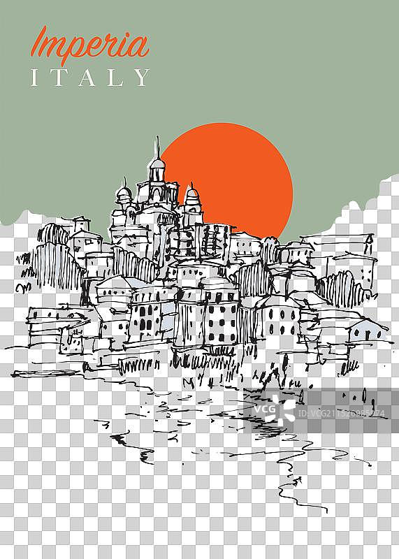 利古里亚因佩里亚地区素描绘画图片素材