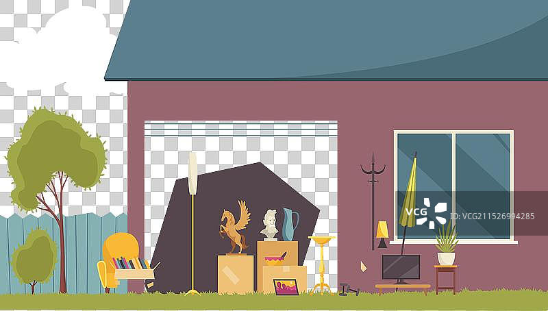 车库旧货市场内部图片素材