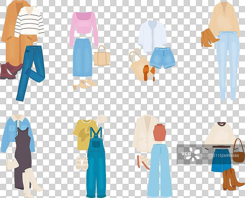 牛仔裤搭配休闲装图片素材