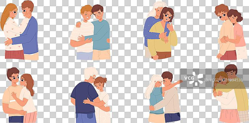 青少年拥抱朋友、兄弟姐妹和情侣图片素材