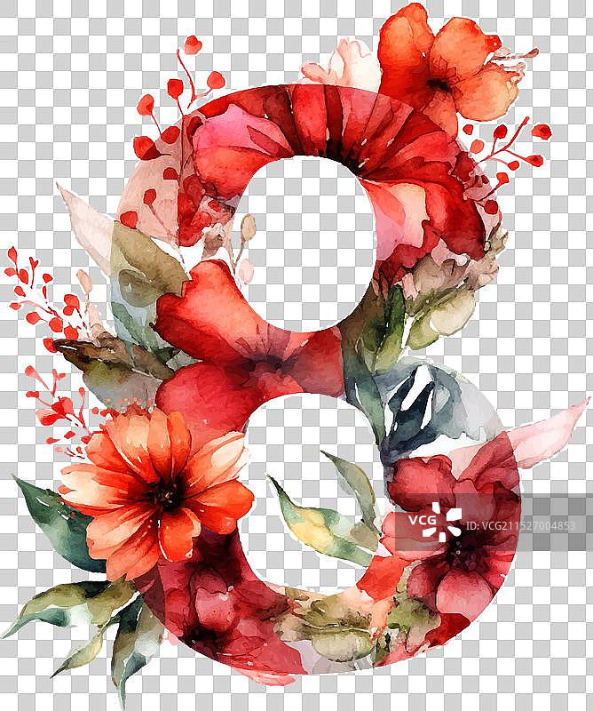 3月8日妇女节水彩花卉图片素材