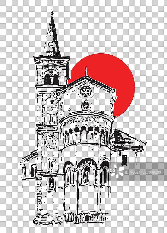 菲登扎大教堂素描图片素材