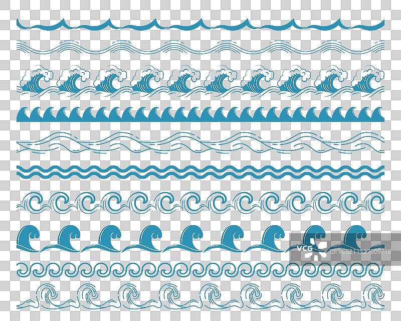 无缝蓝色海浪边框图片素材