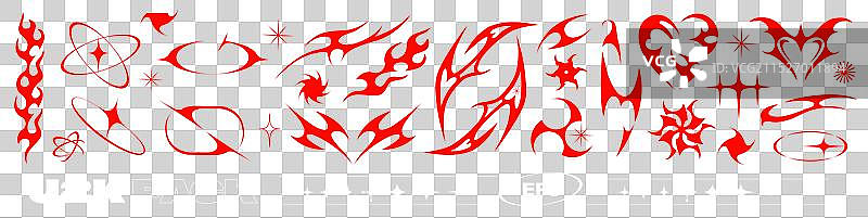 Y2K风格大红色几何形状套装图片素材