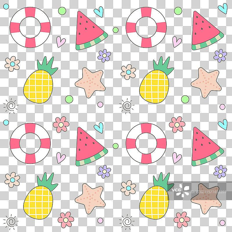 可爱的彩色充满活力的夏季无缝图案图片素材