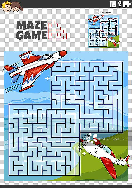 卡通飞机迷宫游戏图片素材