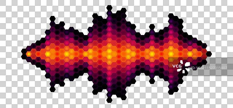 带有六边形的闪亮声音波形音频或音乐图片素材