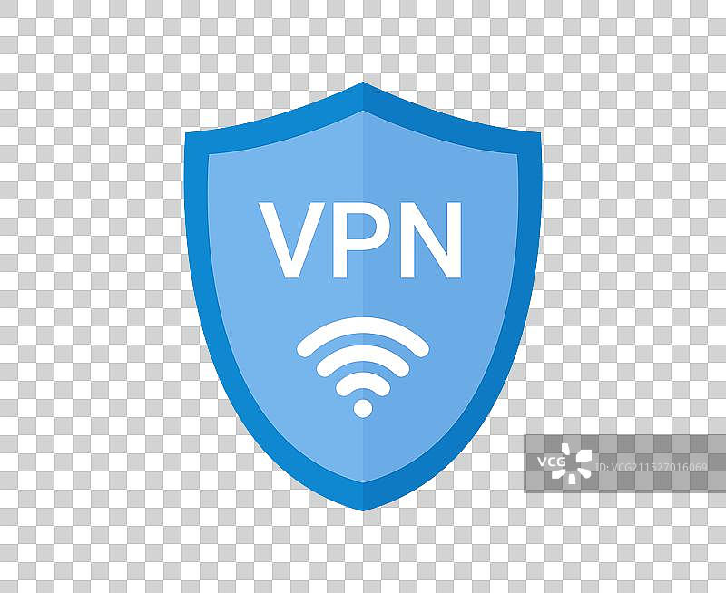 带WIFI元素的VPN盾牌图标概念标志图片素材