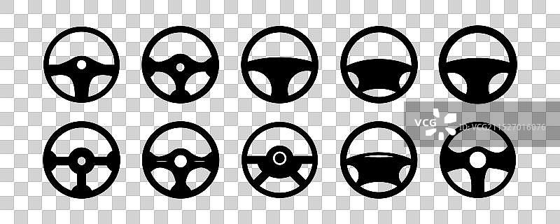 汽车方向盘扁平图标集图片素材