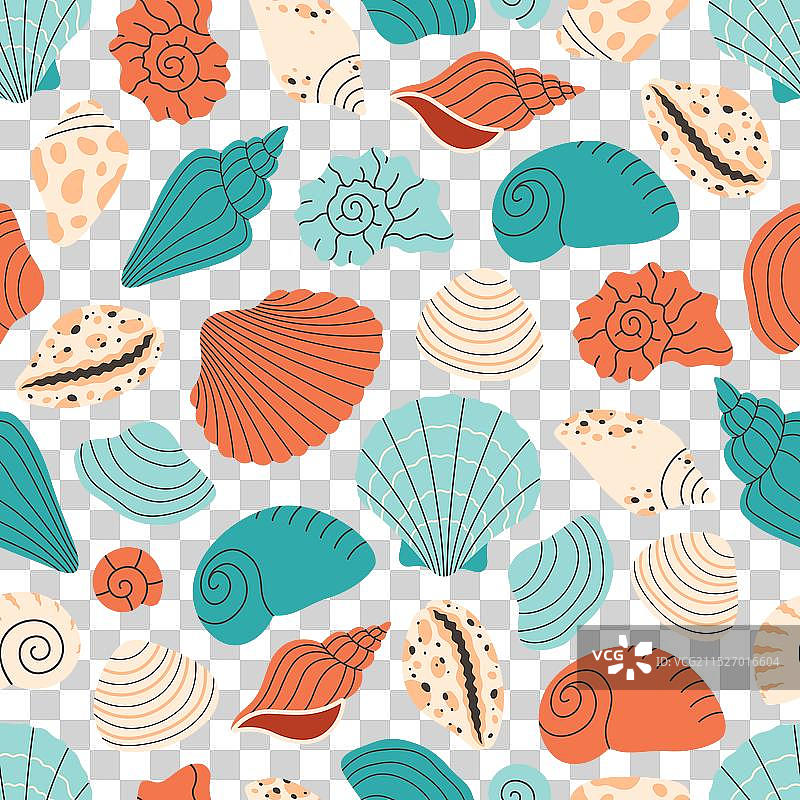 海洋贝壳软体动物无缝图案图片素材