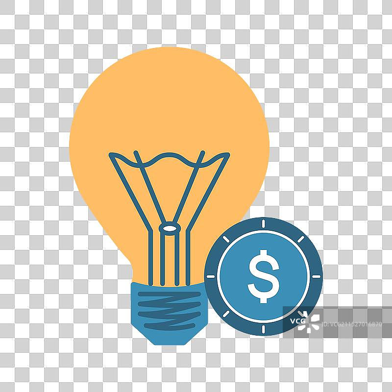 电灯和美元硬币灯泡图片素材