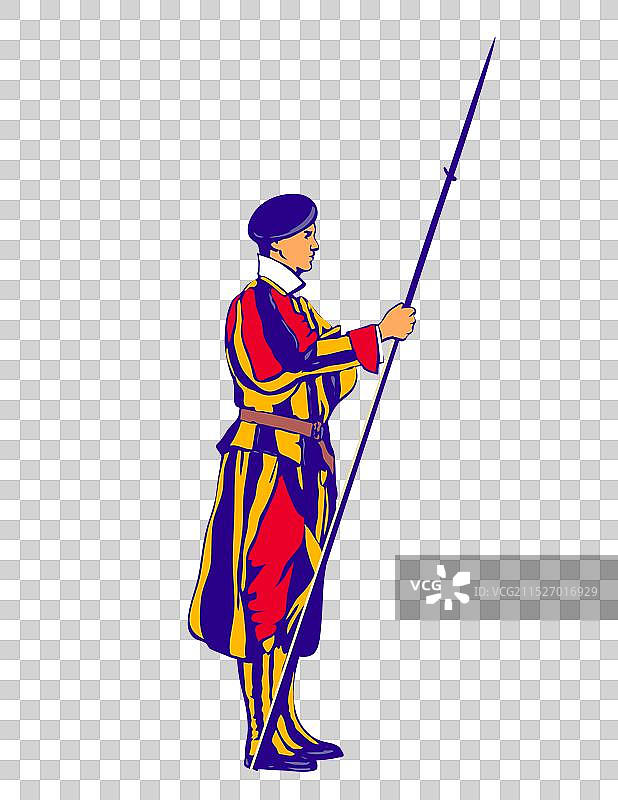 手持戟的教皇瑞士卫队WPA艺术图片素材
